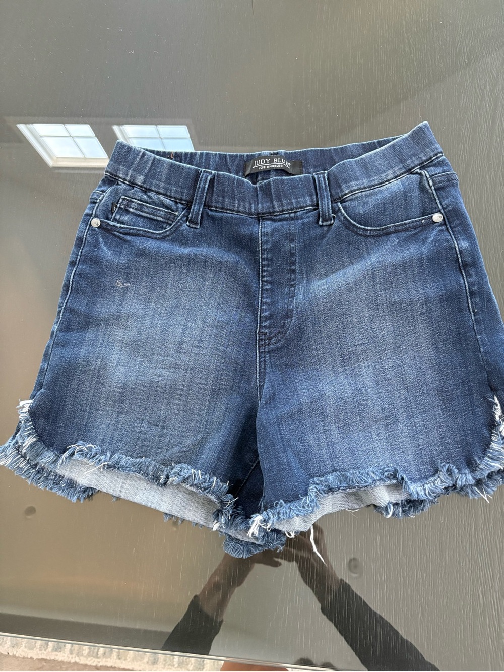 Judy Blue Dark Wash Frayed Hem Denim Shorts